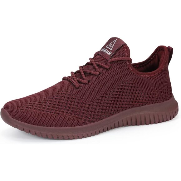 Men's Burgundy Ultra Lightweight Breathable Walking Athletic Fashion Sneakers